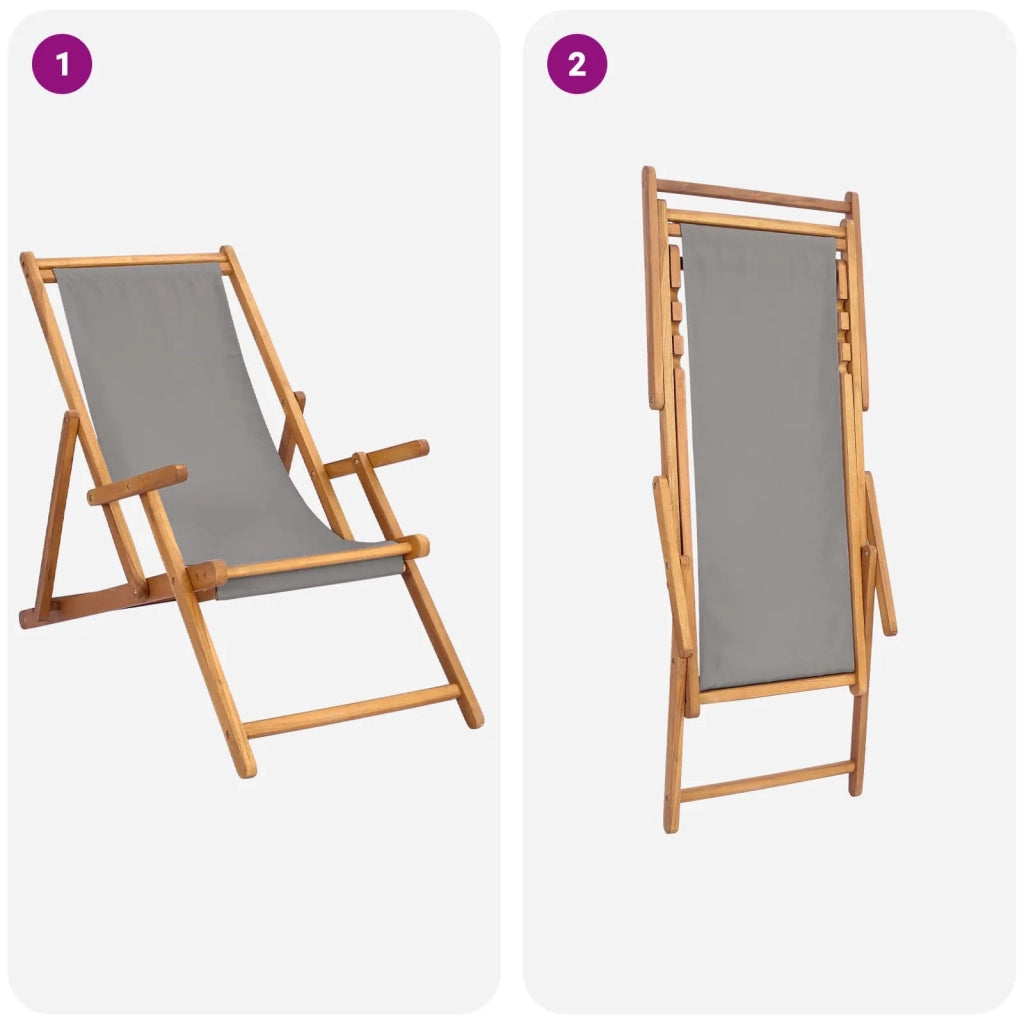 Sedia da spiaggia Grigio Chiaro Legno di teak solido 42032667
