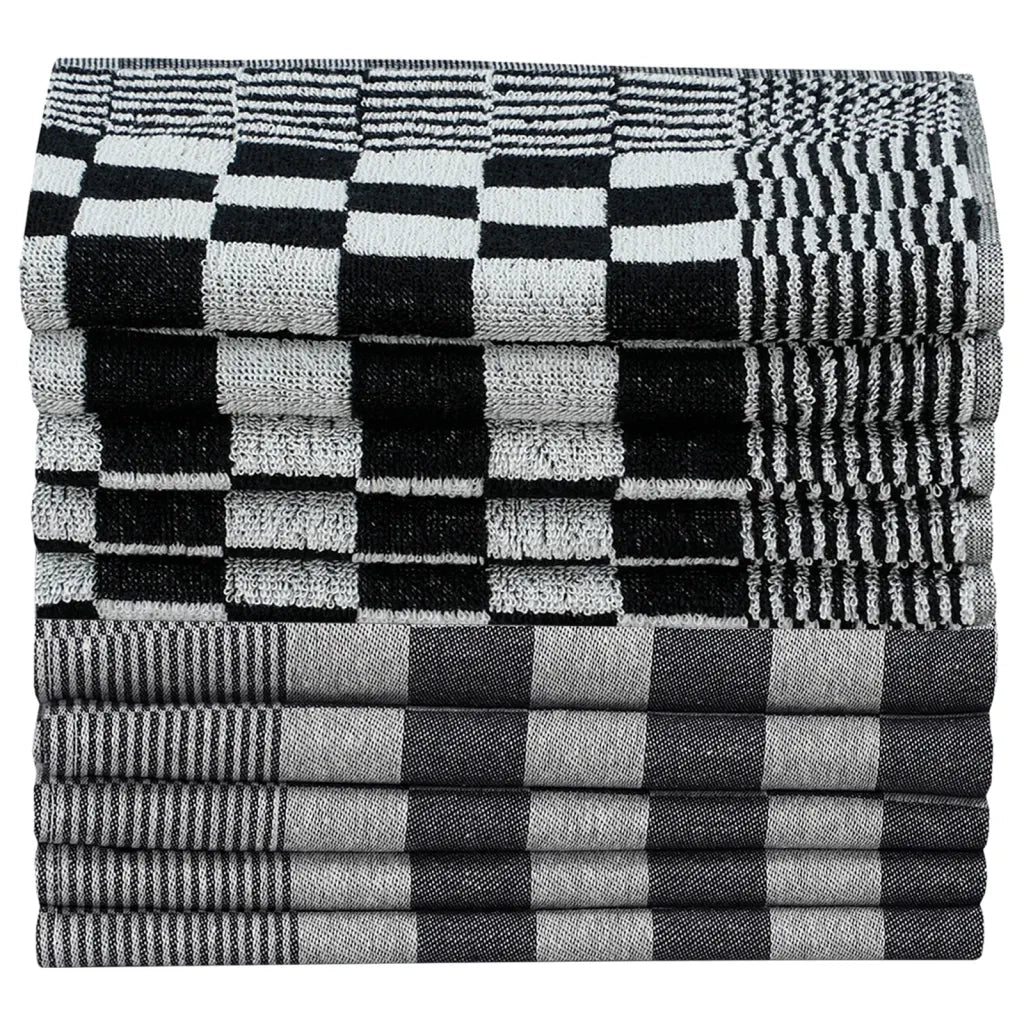 Set Strofinacci 20 pz | Teli per bagno in Cotone Nero e Bianco