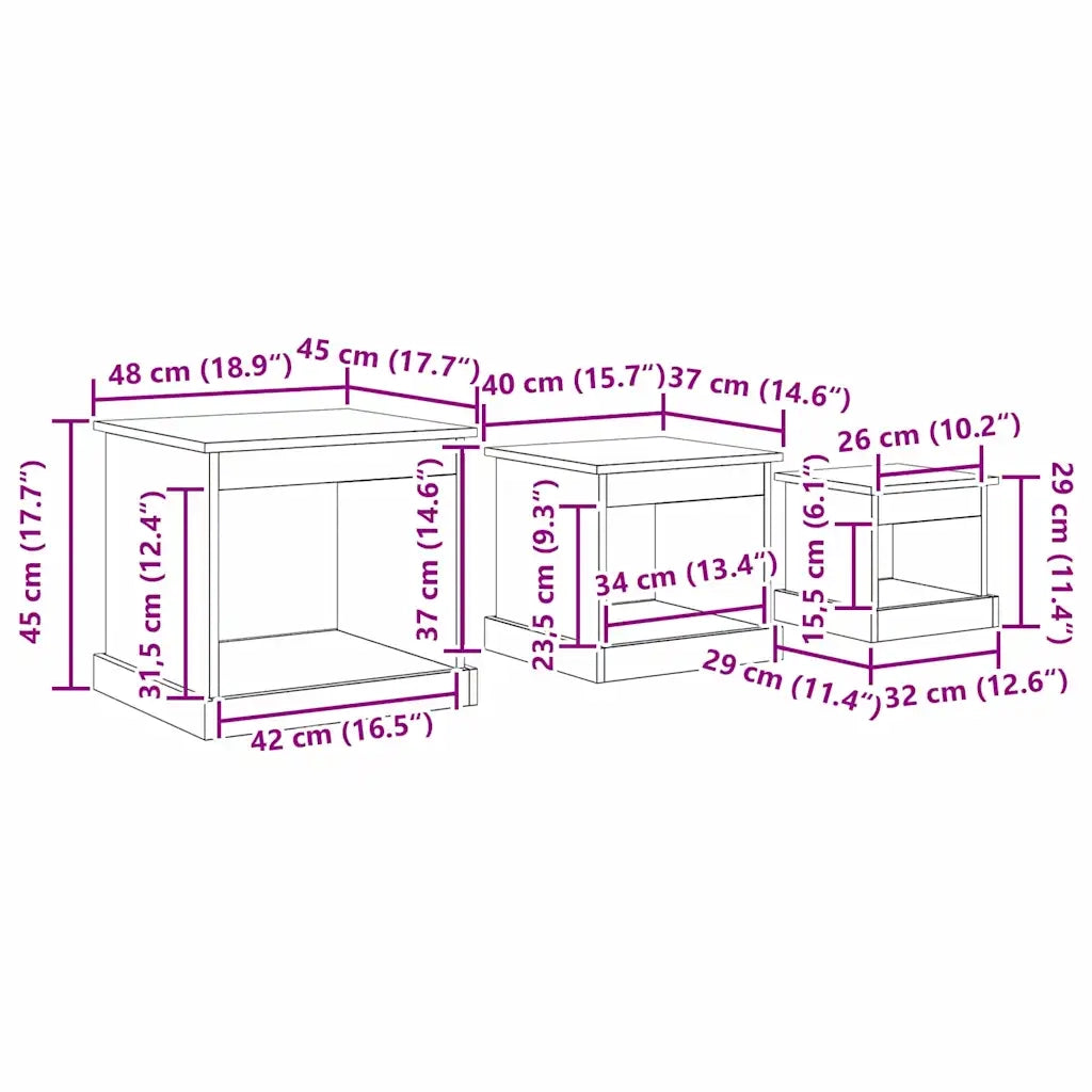 3 pz Tavolino da salotto | Tavolino da caff¨¨ | Tavolino da Soggiorno Legno vecchio Legno multistrato