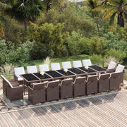 Set da Pranzo per Giardino 19 pz con Cuscini Polyrattan Marrone 3095648