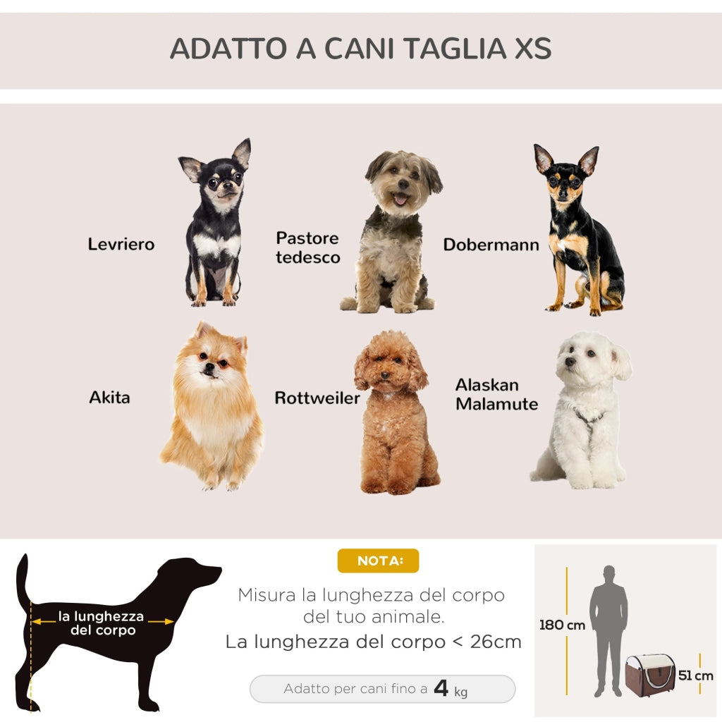 Trasportino per Cani e Gatti Pieghevole Caffè 61x46x51 cm