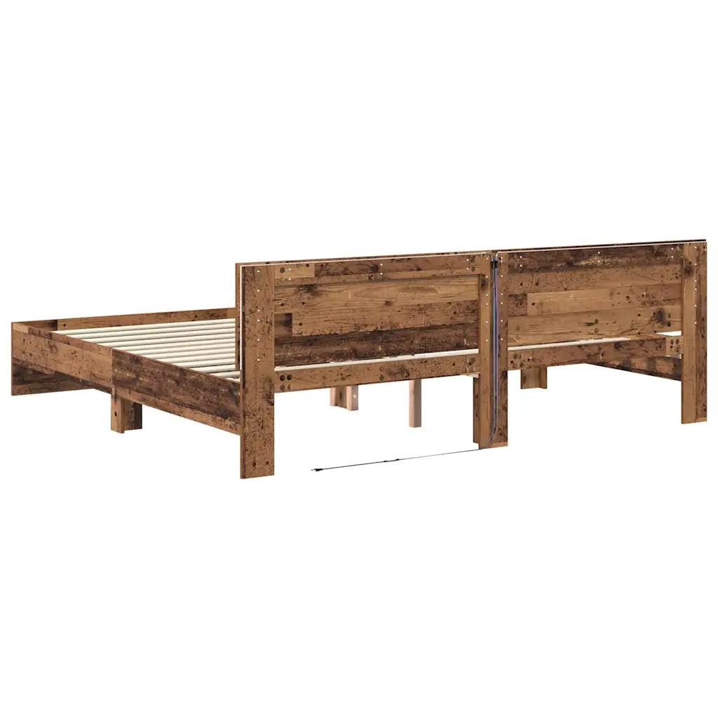 Letto matrimoniale | Letto per adulti | Struttura del letto con testiera Legno vecchio 180 x 200 cm