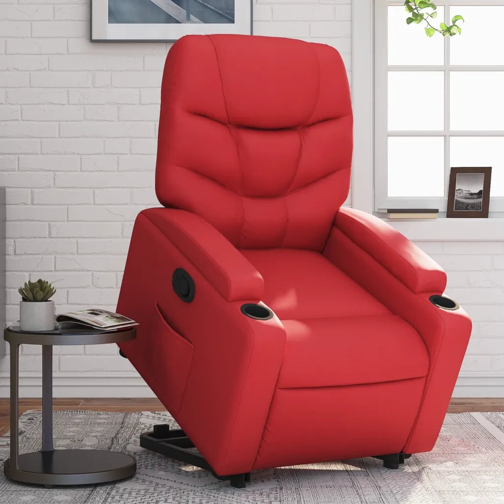 Poltrona Alzapersona Reclinabile Rosso in Similpelle 3204663