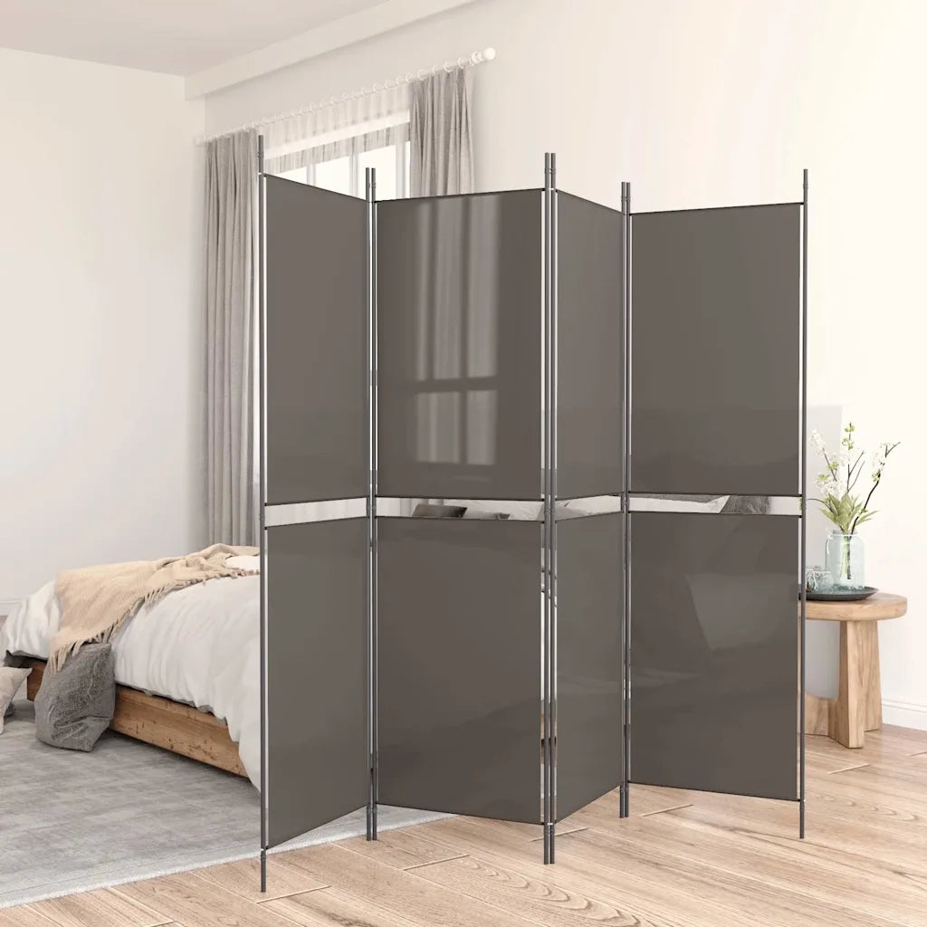 Divisorio Ambienti | Divider per stanze | Paravento a 4 Pannelli Antracite 200x220 cm Tessuto