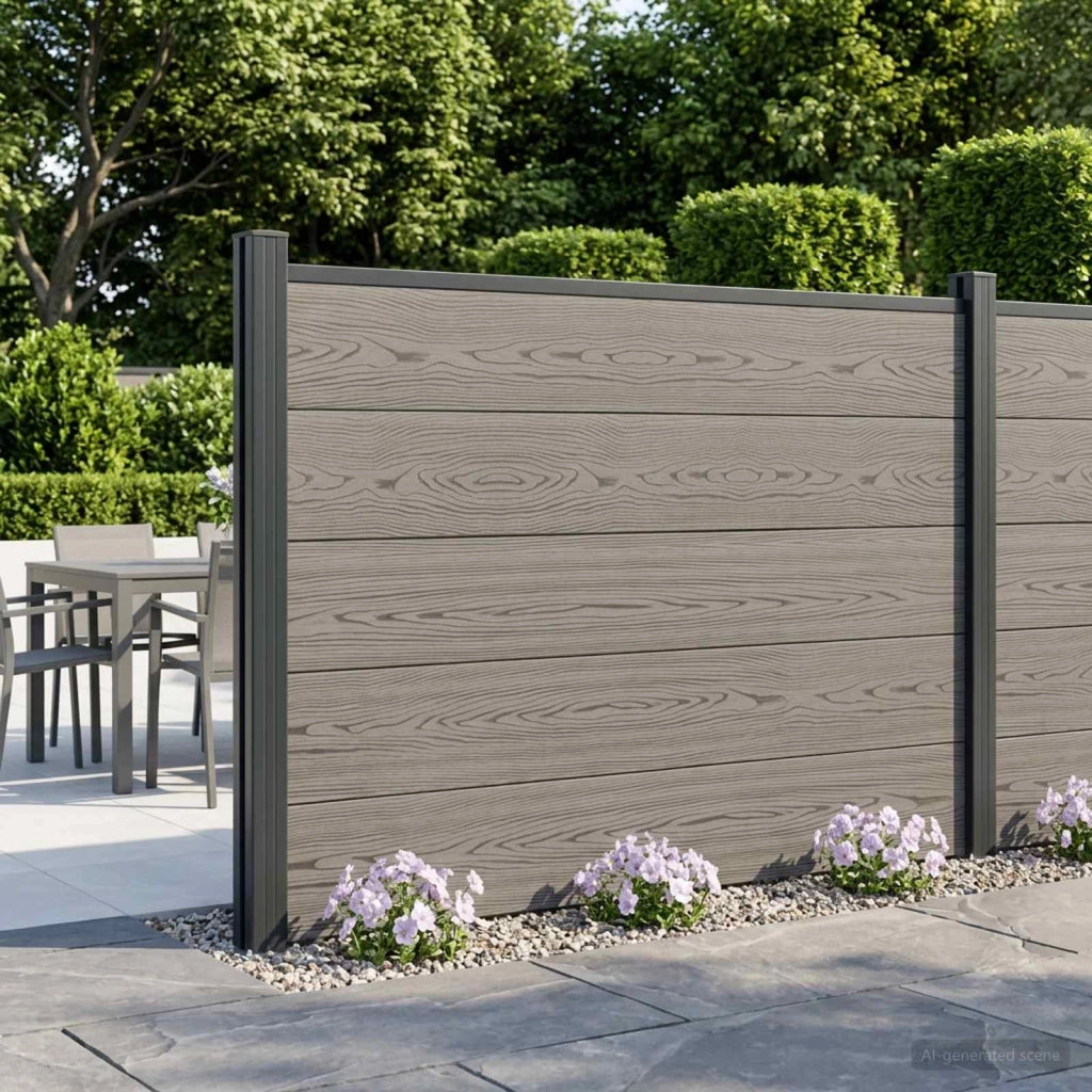 Set di Recinzione 180 x 105 cm WPC e Alluminio Grigio 42039071