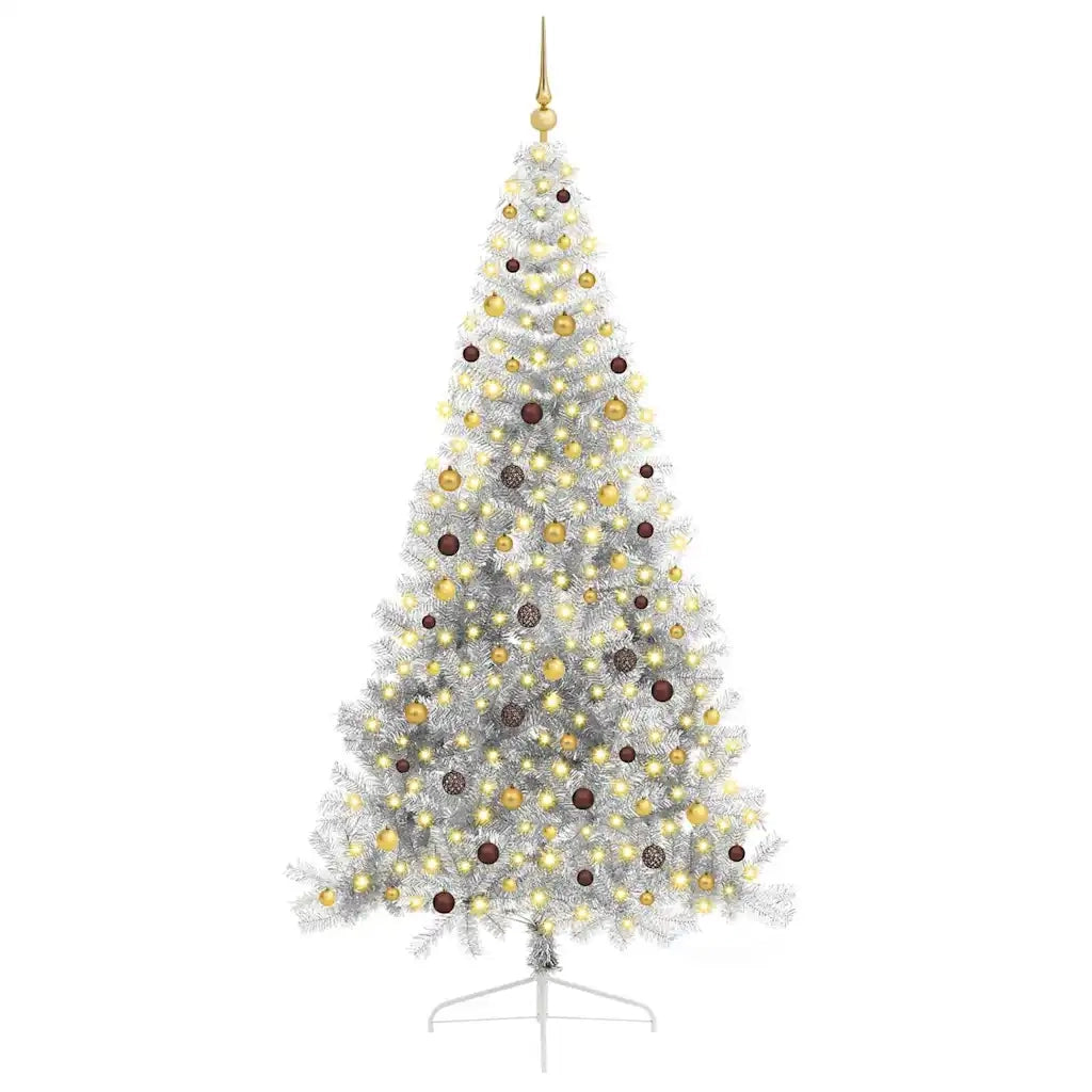 Albero di Natale artificiale con luci integrate Argento 240 cm 3397229