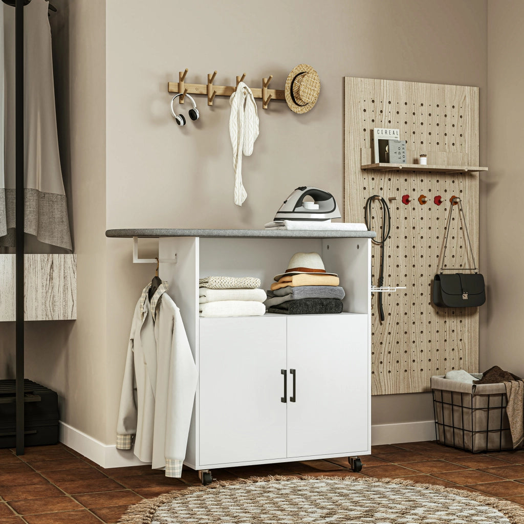 Armadio Asse da Stiro con Ante e Cassetti ¨C Minimal ¨C Bianco 125x43.5x102.5 cm