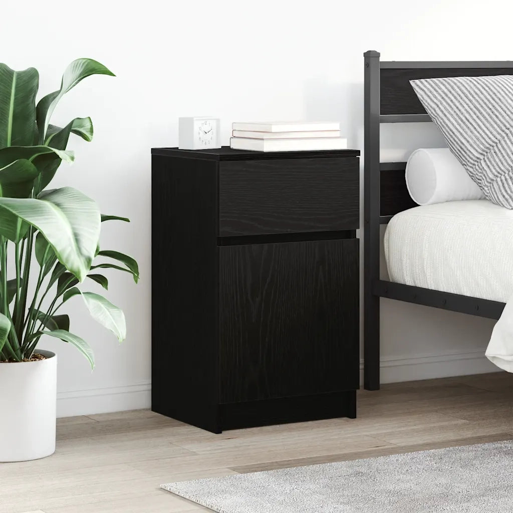 Set di 2 Comodini | Armadio da Notte | Mobiletto da notte Neri 39x35x65 cm in Legno Multistrato
