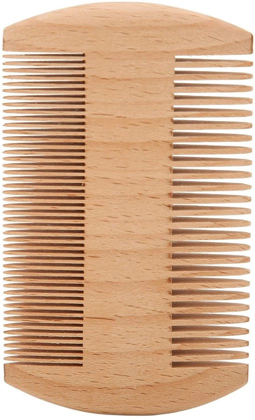 Strumento di Stilismo Professionale a Doppia Faccia - Kam per Barba in Legno - Dimensioni 10 x 6 cm