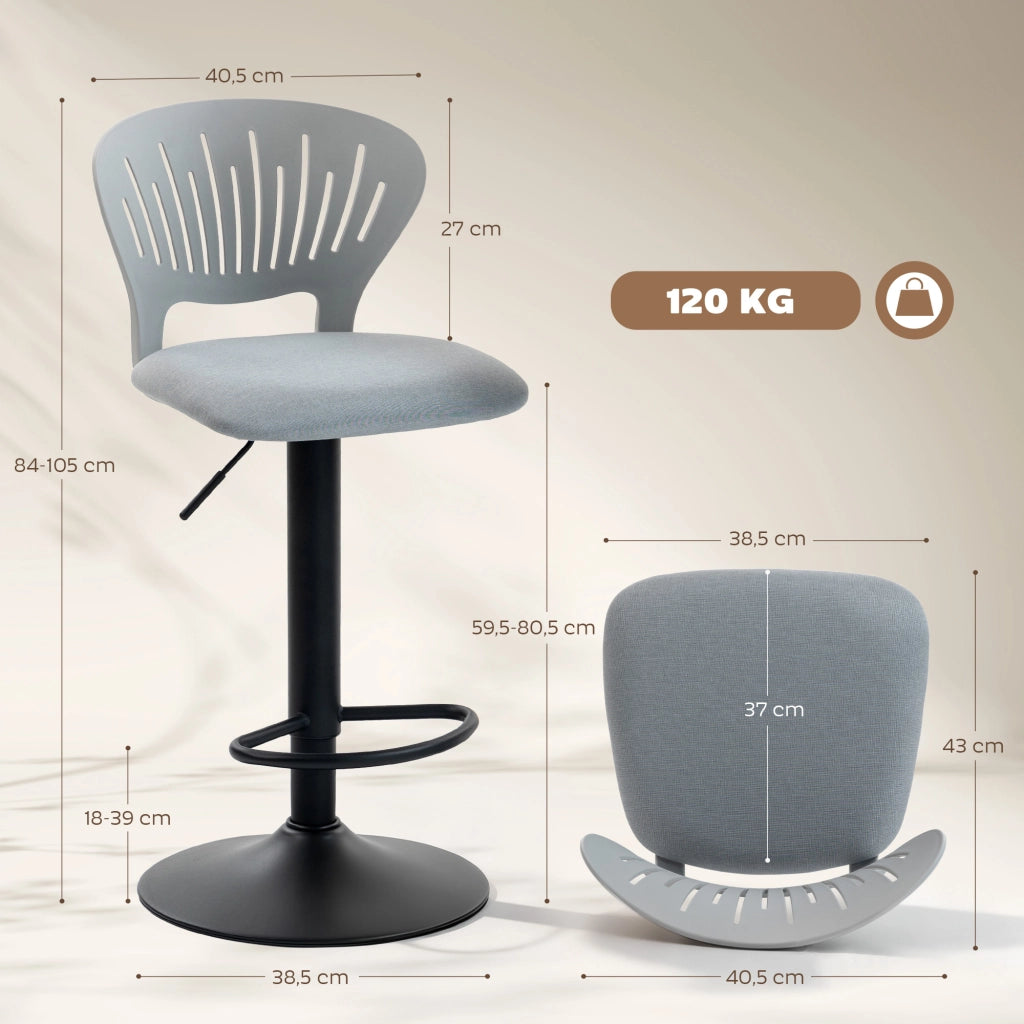Sgabelli da Bar Girevoli Regolabili in Altezza ¨C Zephmum ¨C Grigio