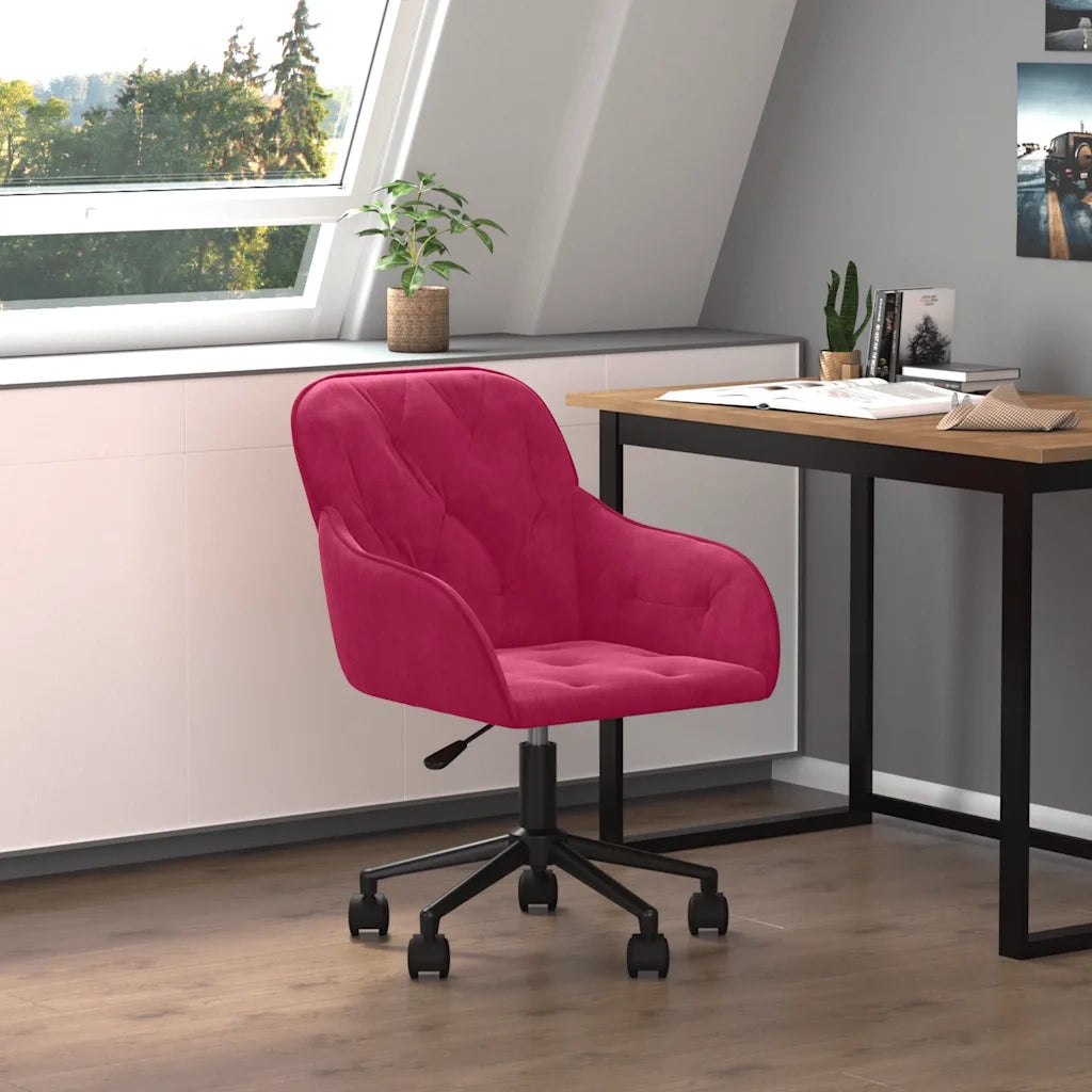 Sedia Girevole da Ufficio Rosso Vino in Velluto 344872