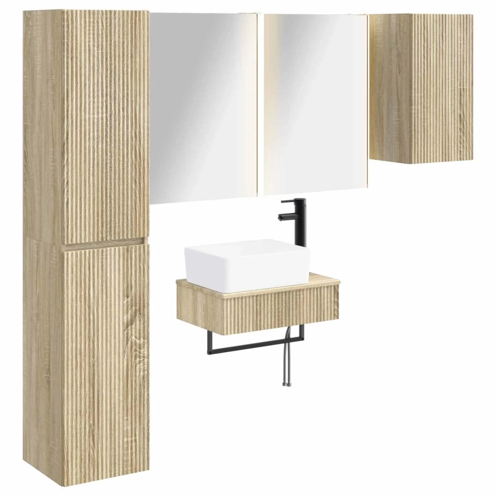 Set di mobili per il bagno 5 pz Rovere Sonoma 3407281