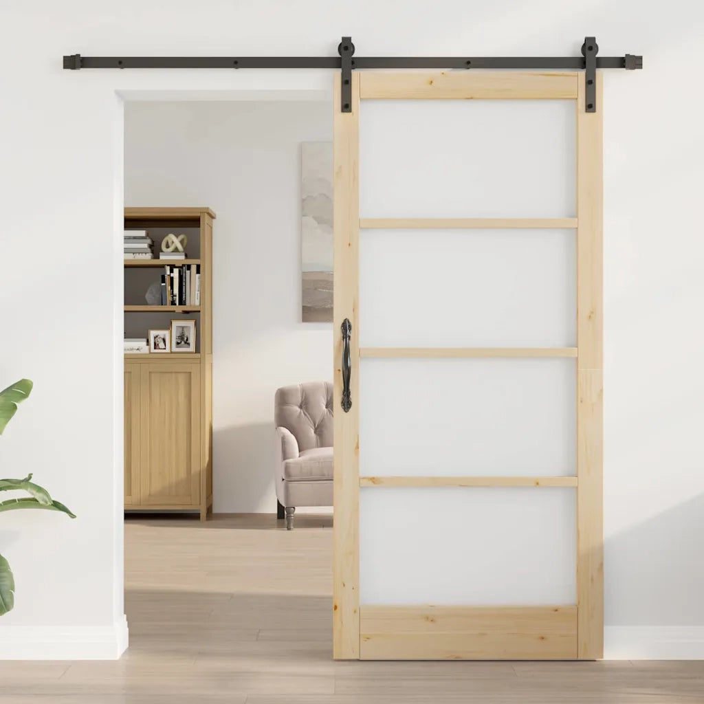 Porta scorrevole ORKDAL Naturale e Nero 93 x 202 cm 3331867