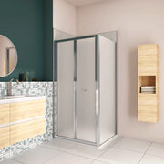 185cm Box Doccia Angolare Porta a Soffietto con Parete Fissa 70x70cm in Vetro Temperato Satinato Opaco 5 mm Profilo Cromato Lucido