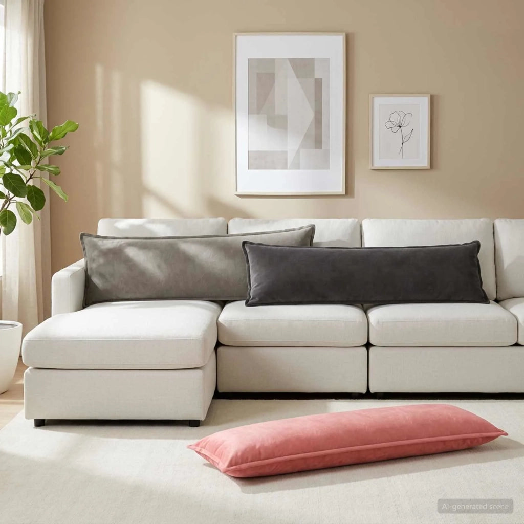 Cuscino con cuscino HOUTEN Grigio Scuro 40 x 145 cm Velluto 934297