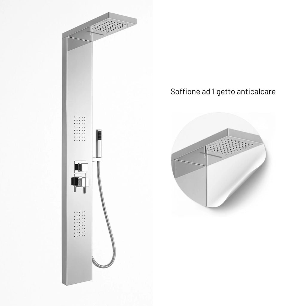 Colonna doccia 002 4 funzioni acciaio inox getto a cascata 2 bocchette idro lombari l20xp44xh170 *** finitura- cromo ...