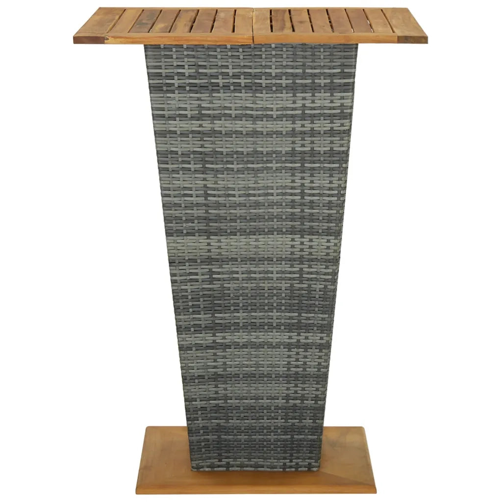 Set da Bar per Giardino 9 pz con Cuscini in Polyrattan Grigio