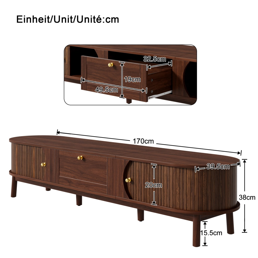 Cassettiera per TV noce MDF lunghezza 170 cm