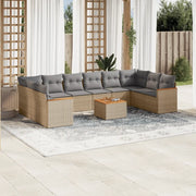 Set Divani da Giardino 11 pz con Cuscini Beige in Polyrattan 3258734