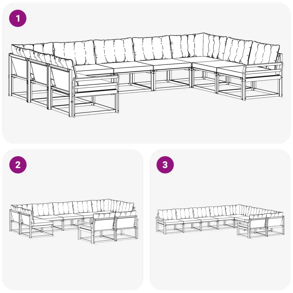 Set di divani da esterno 9 pcs Bianco e Grigio Chiaro 3389069