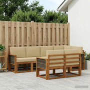 Set di divani da esterno 7 pcs Naturale e Beige Poliestere 3385289