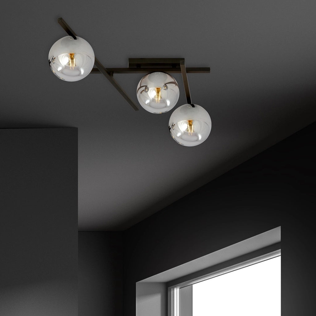 Plafoniera Emibig Smart 3 luci E14 nero/grafite dimmerabile