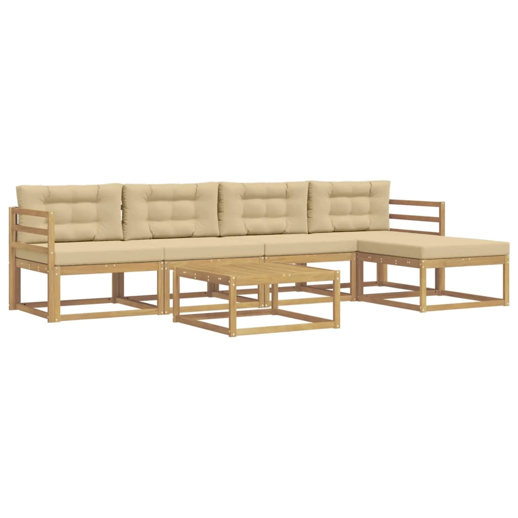 Set di divani da esterno 6 pz Bianco e Beige Poliestere 3386327