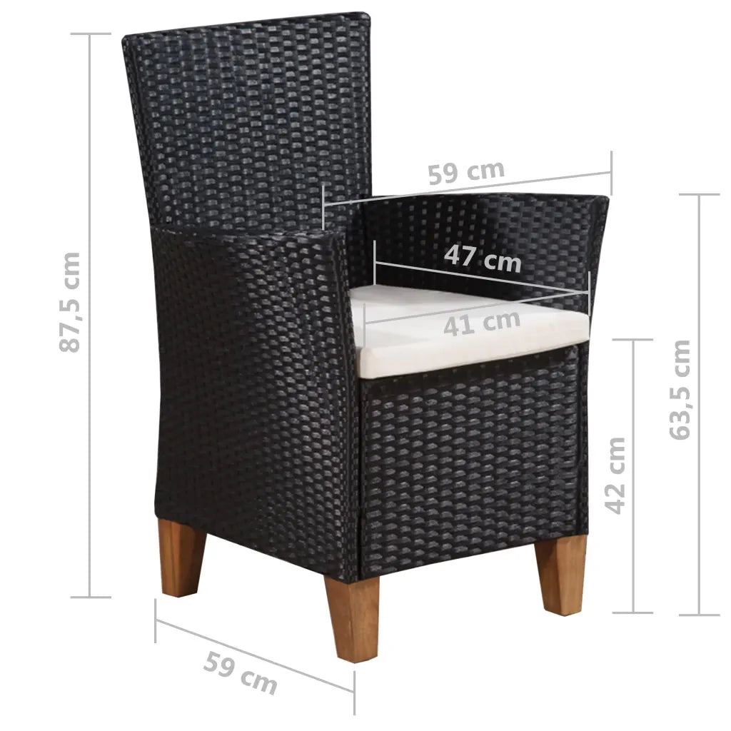 Set da Pranzo da Giardino 7 pz in Polyrattan Nero e Marrone 44101