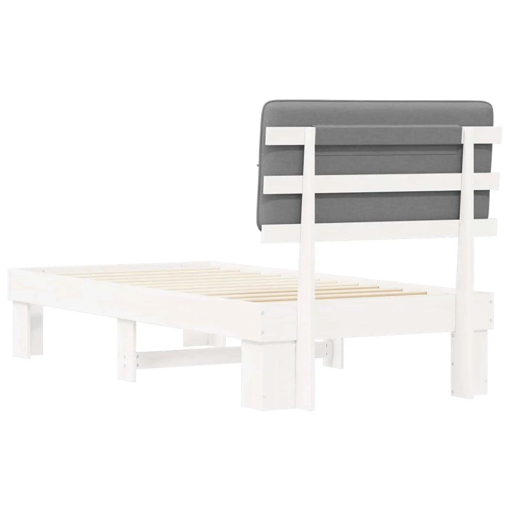 Letto con Testiera Rivestita Grigio chiaro 75 x 190 cm
