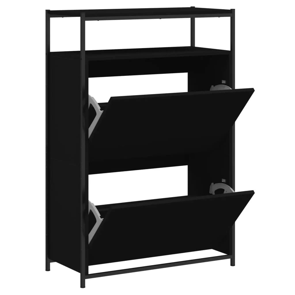 Scarpiera mobile contenitore per scarpe mobile per ingresso/corridoio/soggiorno 75 x 34 x 112 cm legno ingegnerizzato nero 02_0022018