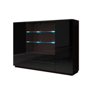 Credenza alta TONGA 187.6x134x43.5 cm con 4 porte, 2 cassetti e LED, colore wengé