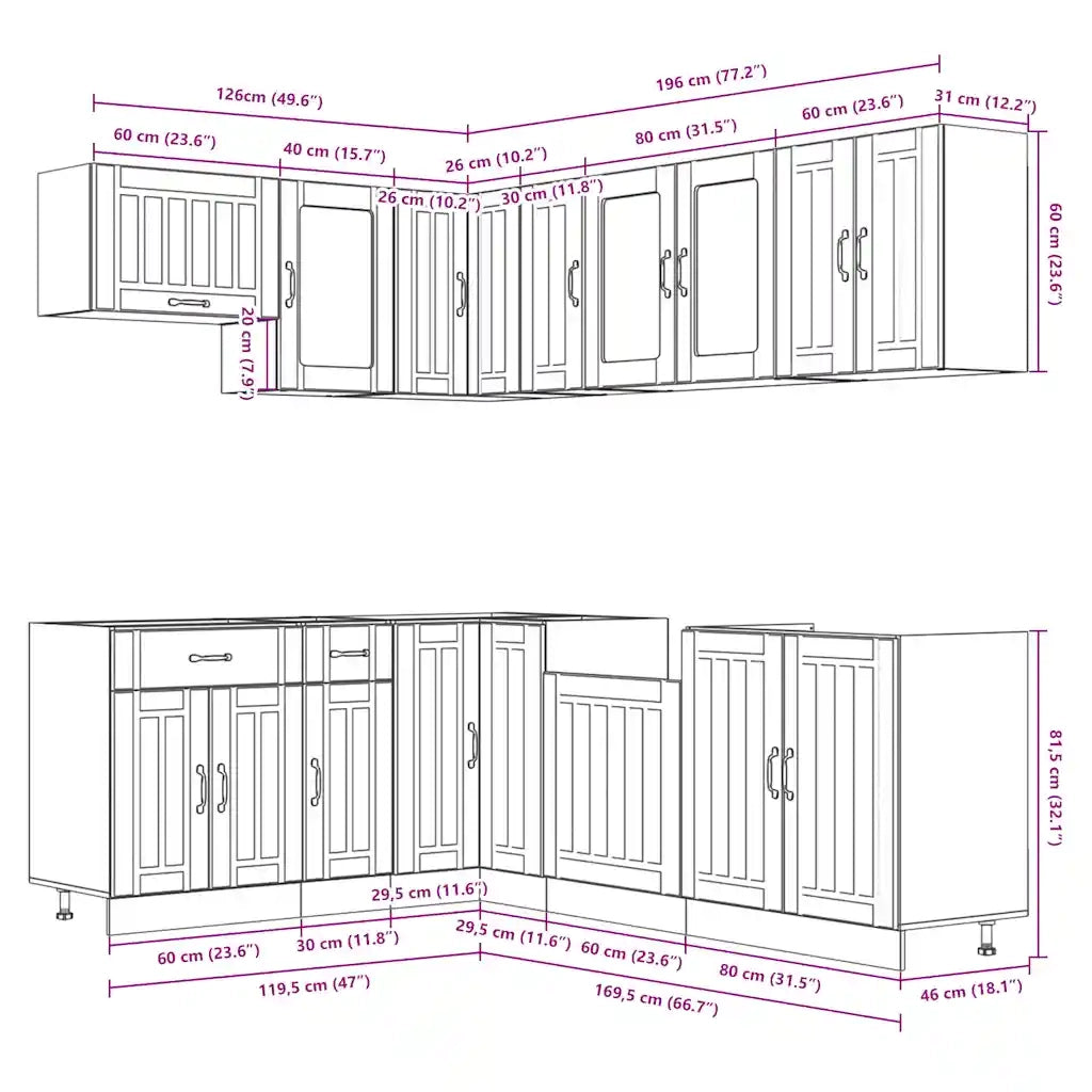 Set Mobili da Cucina 11 pz Lucca Neri Legno Multistrato 3314892