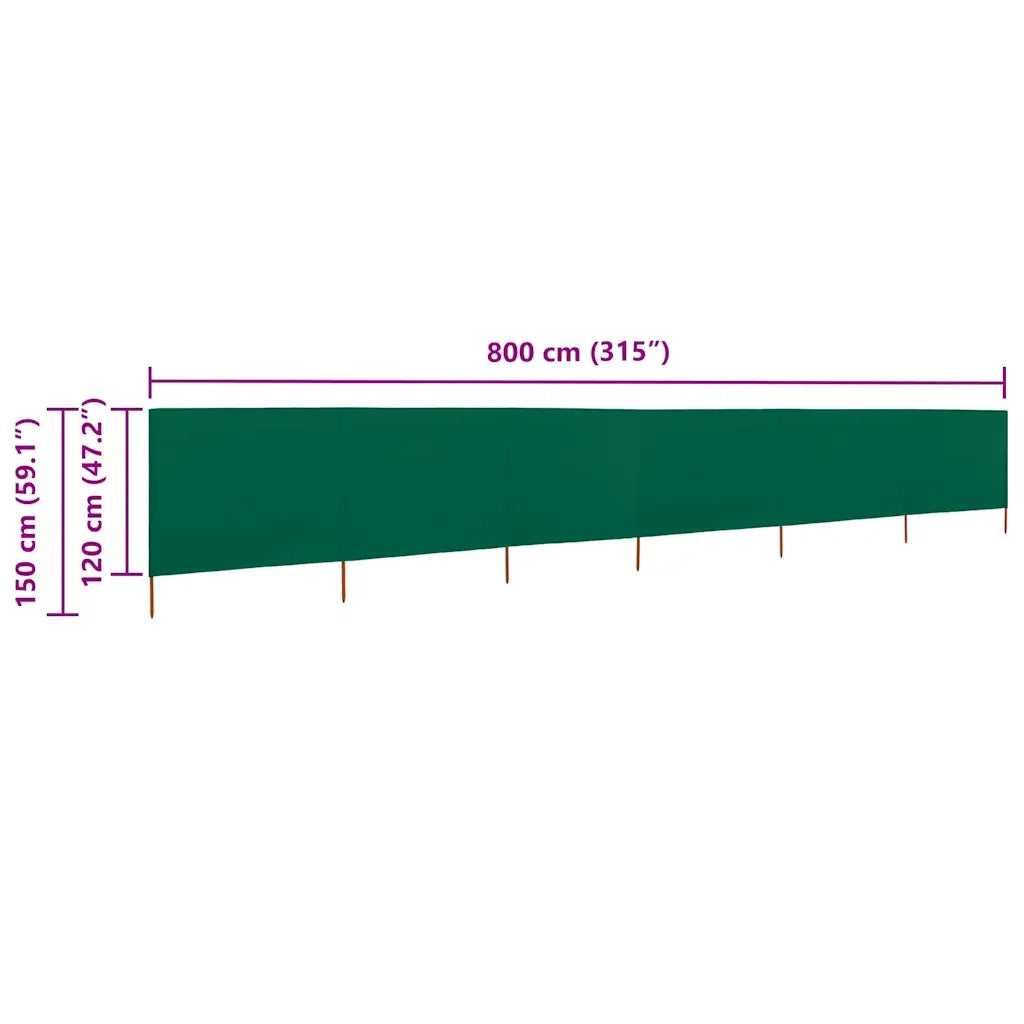 Paravento a 6 Pannelli in Tessuto 800x120 cm Verde 47175