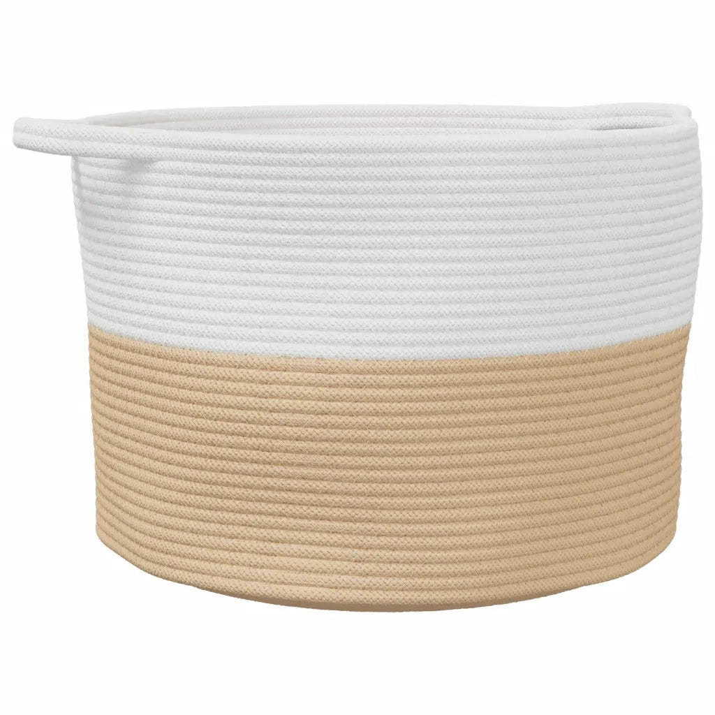 Cesto per Biancheria Beige e Bianco ?55x36 cm in Cotone CFW3512014