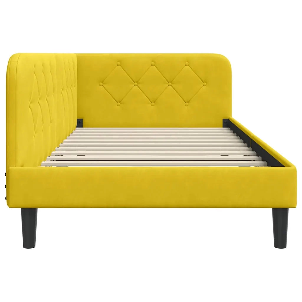 Cornice del letto ad angolo Giallo 90 x 190 cm Velluto