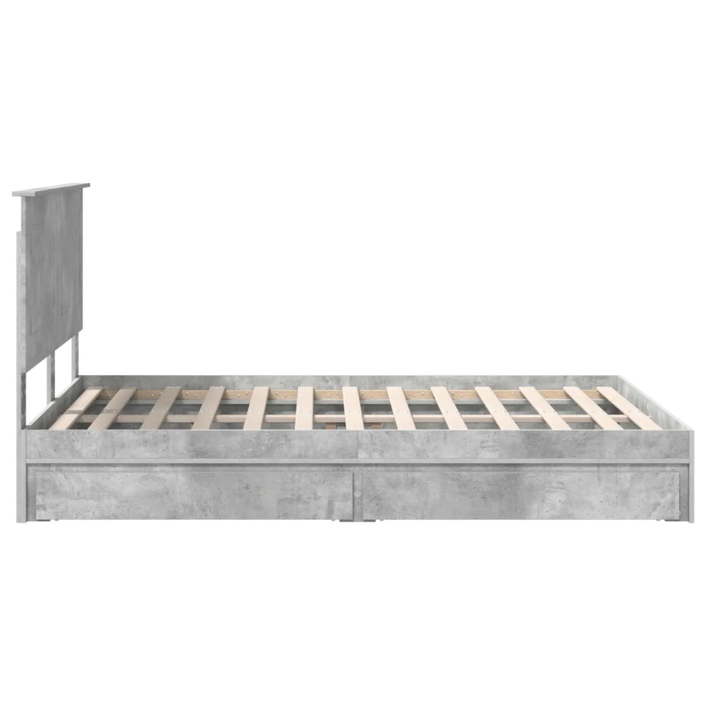 Letto con Contenitore con testiera Grigio cemento 150 x 200 cm 3409541