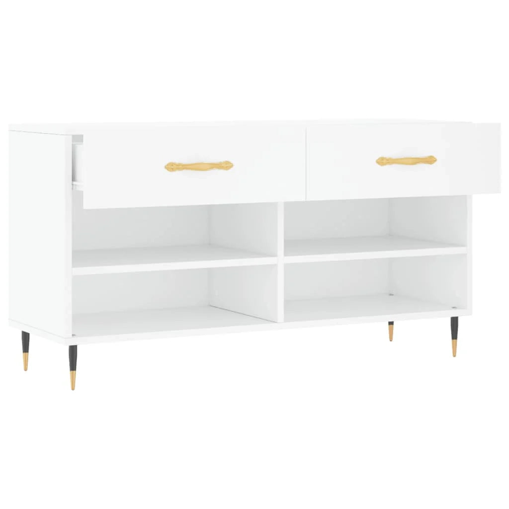 Panca portascarpe/stivali cassettiera scaffale mobiletto portaoggetti per ingresso 102 x 35 x 55 cm legno ingegnerizzato bianco 02_0022879