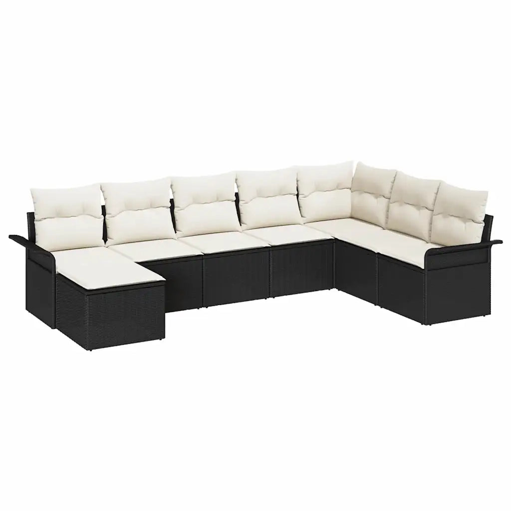 Set Divano da Giardino con cuscino 8 pcs Nero polyrattan 3345477