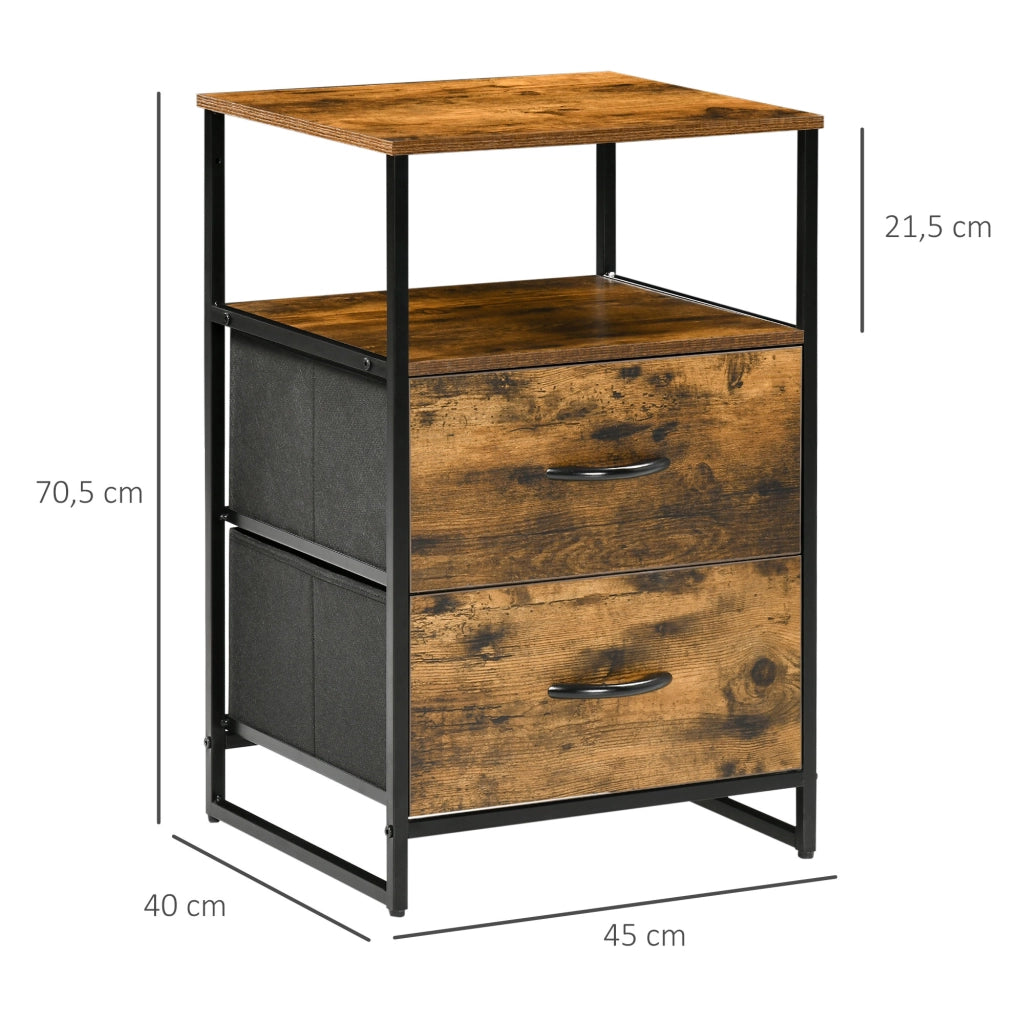 Armadio per soggiorno con cassetti in tessuto ¨C Minimal ¨C MDF, struttura in acciaio, marrone