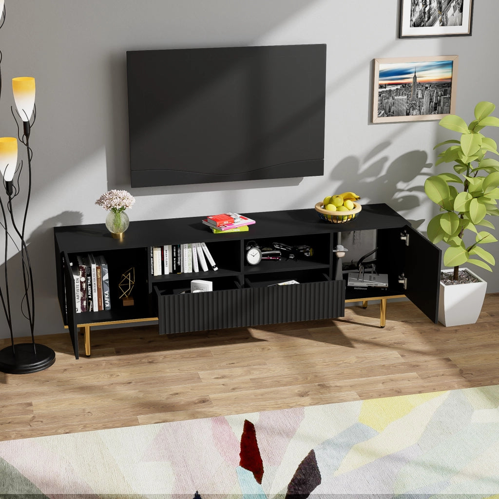 Mobile TV con Piedini e Bordo Dorati ¨C MINIMAL ¨C Legno, Design Moderno