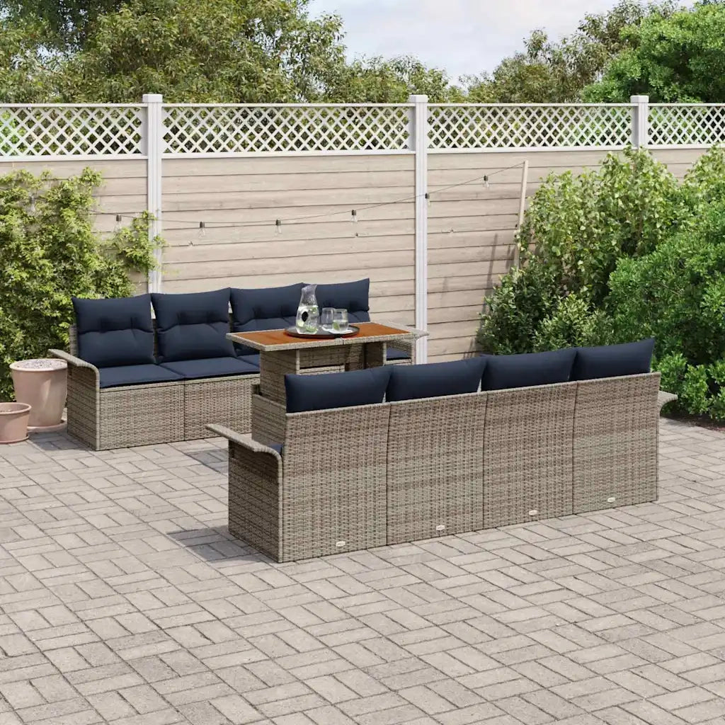 Set Divano da Giardino con cuscino 7 pcs grigio e blu navy 3349310