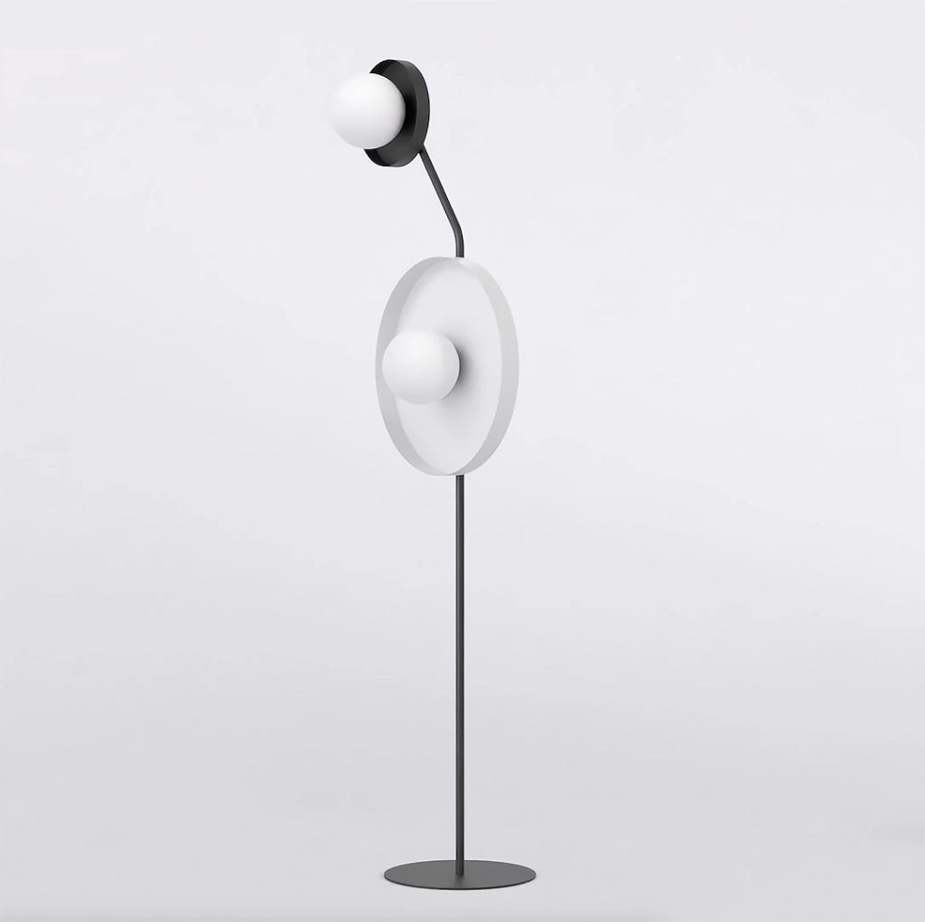 Lampada da terra moderna nero/bianco dischi 2xG9 KISS Emibig