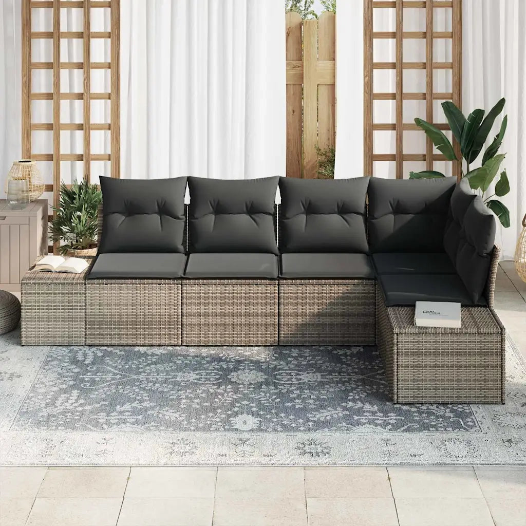 Set Divano da Giardino 5 pcs Grigio polyrattan 3355728