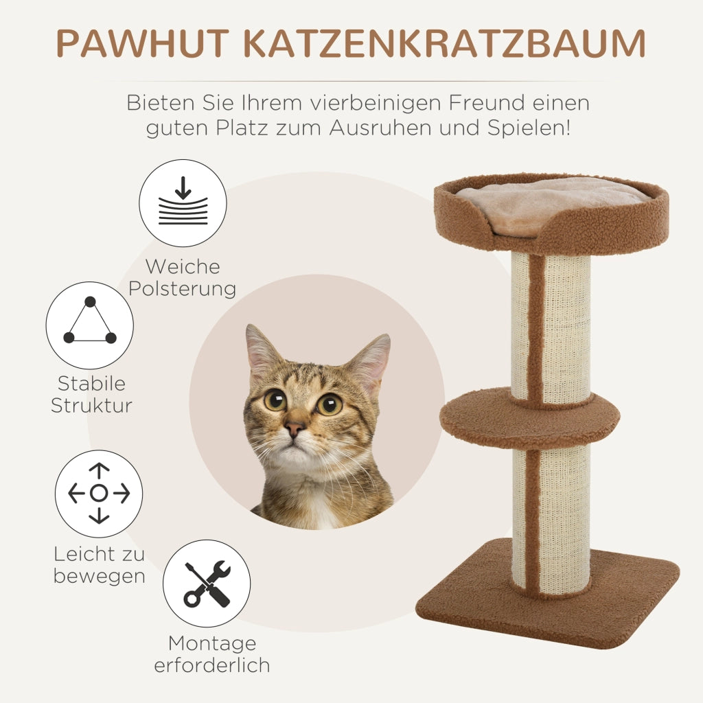 Tiragraffi per gatti 91 cm ¨C Xylo ¨C sisal, piattaforma, cuscino, marrone chiaro