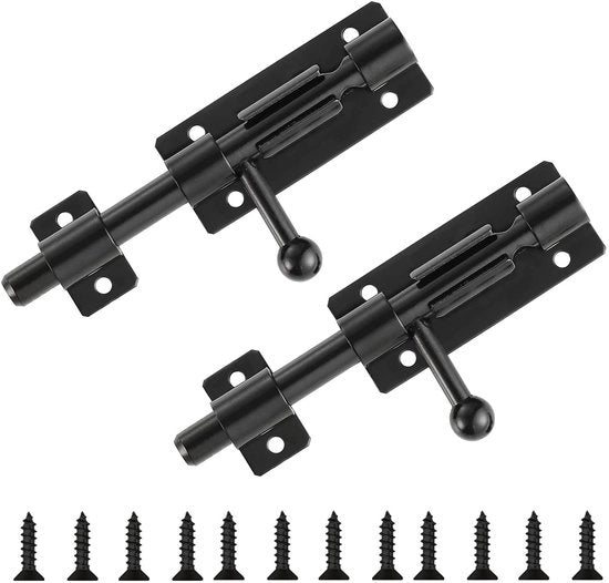 Blocco automatico per porte scorrevoli - Materiale in acciaio inossidabile - affidabile e robusto - colore nero - blocco scorrevole - compatibile con porte scorrevoli - 10,2 cm