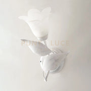 Applique in ferro laccato bianco con decorazione argento antico e diffusore in vetro diametro 14 alabastro bianco 1 luce