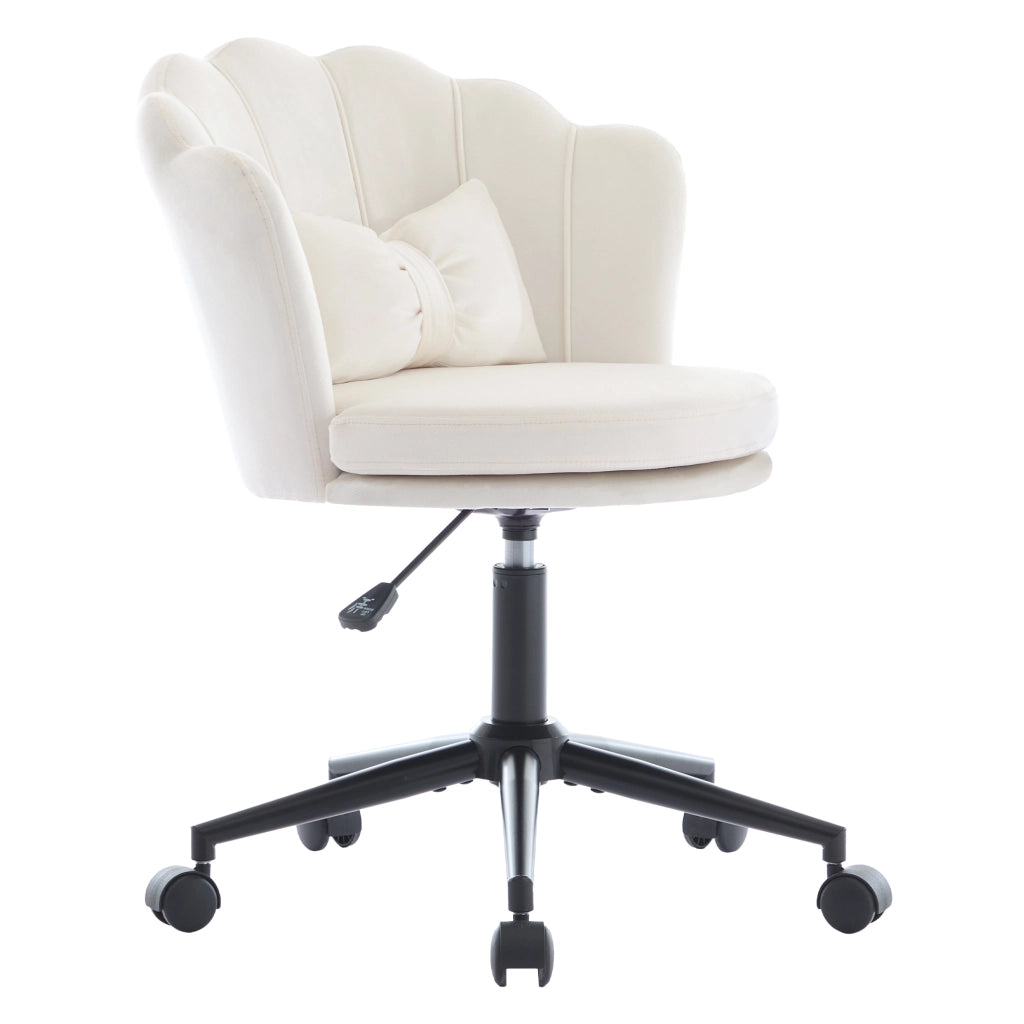 Sedia da ufficio girevole - con altezza regolabile e supporto lombare - in velluto beige