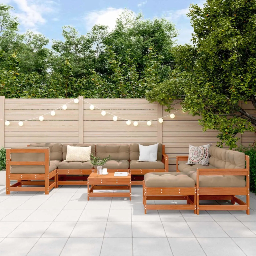 Set Lounge da Giardino 10 pcs Marrone Cera