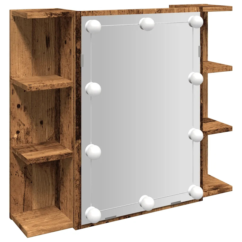Mobile a Specchio | Armadio da bagno con LED Legno Antico 70x16,5x60 cm