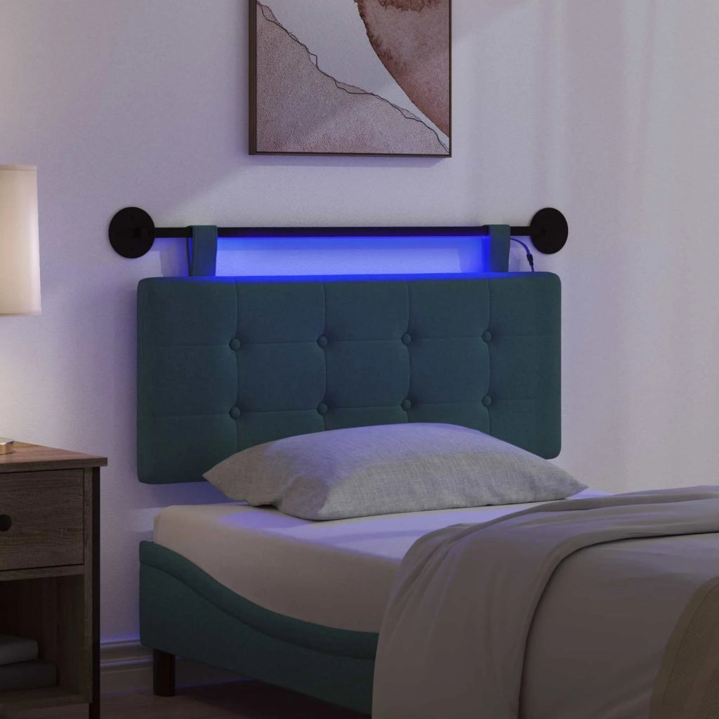 Testiera sospesa Con luce LED Verde Scuro Tessuto 3424392